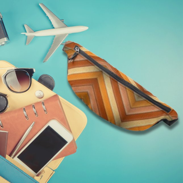 Colourful Cool Red Leather Panel Stripes Fanny Pack (Creator Uploaded)