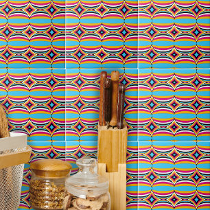 Colourful Cool Spherical Shapes Geometric Pattern Tile