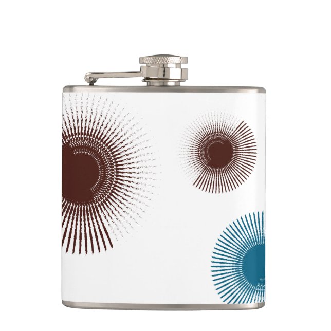 Colourful, cool, trend urban brush strokes circles hip flask (Front)