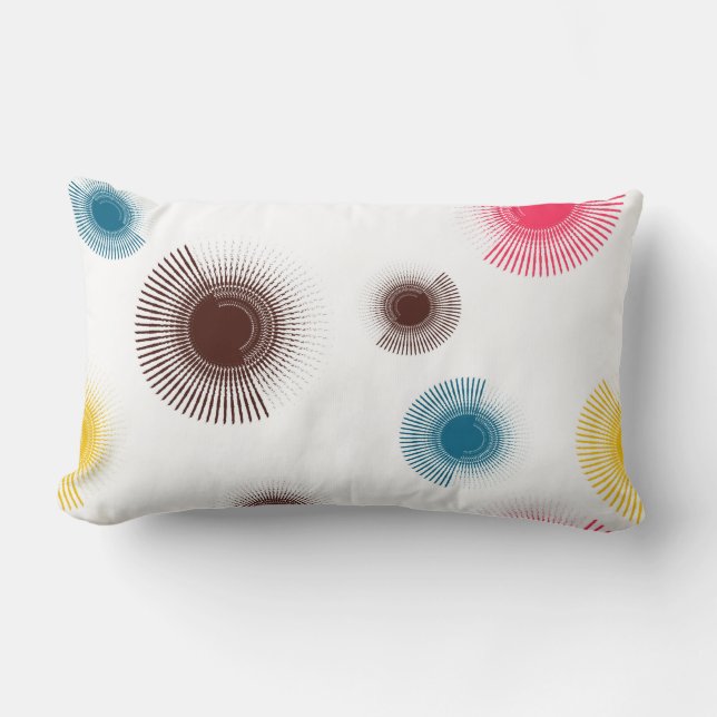 Colourful, cool, trend urban brush strokes circles lumbar pillow (Front)