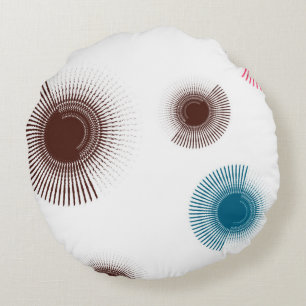 Colourful, cool, trend urban brush strokes circles round pillow
