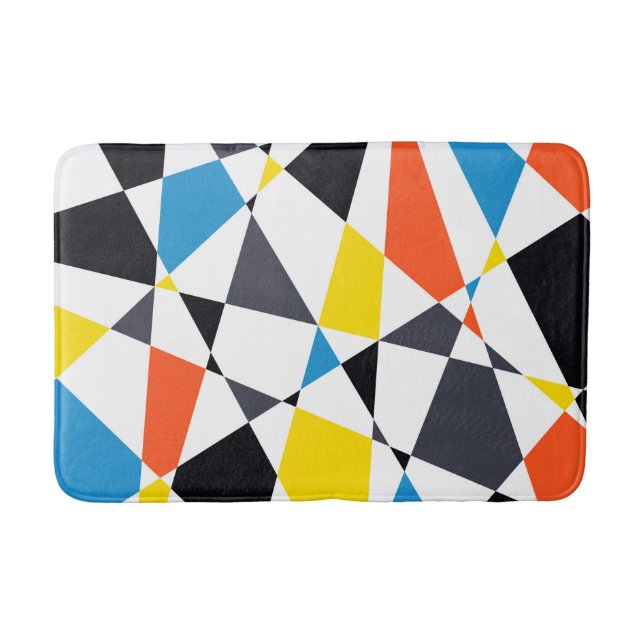 Colourful, cool, trendy, modern geometric shapes bath mat (Front)