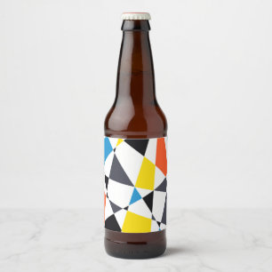Colourful, cool, trendy, modern geometric shapes beer bottle label