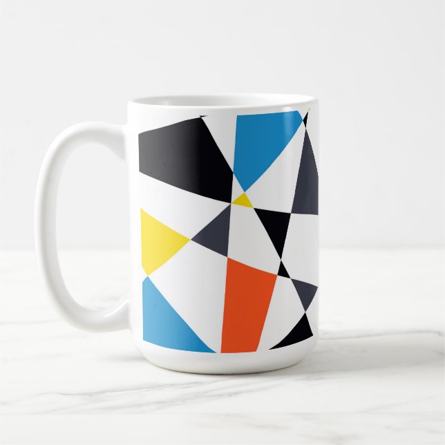 Colourful, cool, trendy, modern geometric shapes coffee mug (Left)