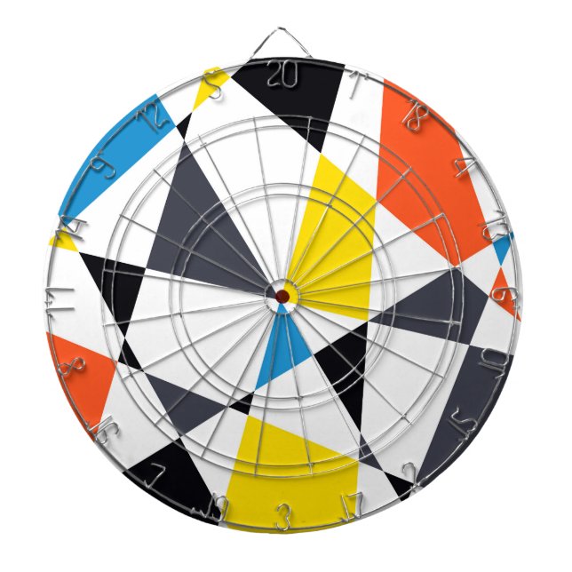 Colourful, cool, trendy, modern geometric shapes dartboard (Front)