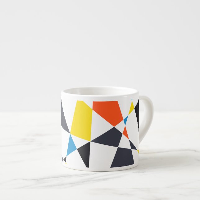 Colourful, cool, trendy, modern geometric shapes espresso cup (Front Right)