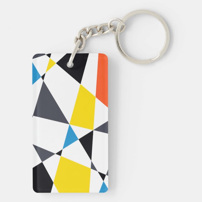 Colourful, cool, trendy, modern geometric shapes keychain (Back)