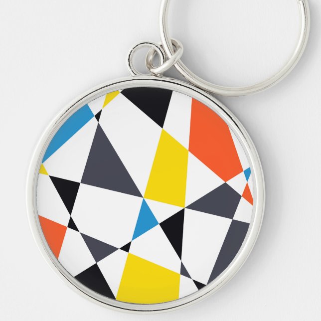 Colourful, cool, trendy, modern geometric shapes keychain (Front)