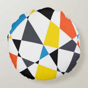 Colourful, cool, trendy, modern geometric shapes round pillow