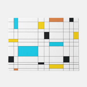 Colourful, cool, trendy, modern illustration art doormat