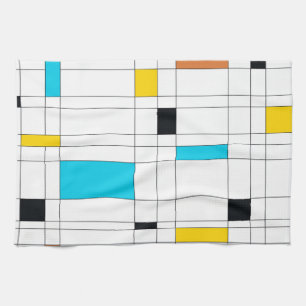 Colourful, cool, trendy, modern illustration art kitchen towel