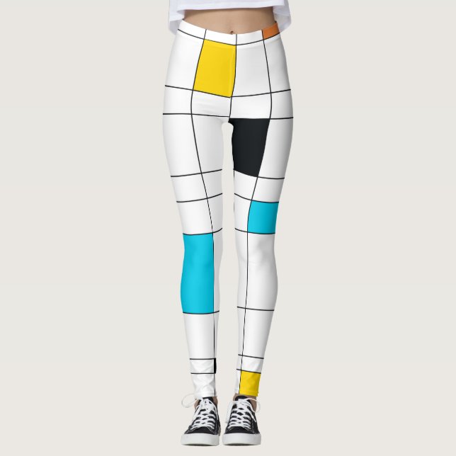 Colourful, cool, trendy, modern illustration art leggings (Front)