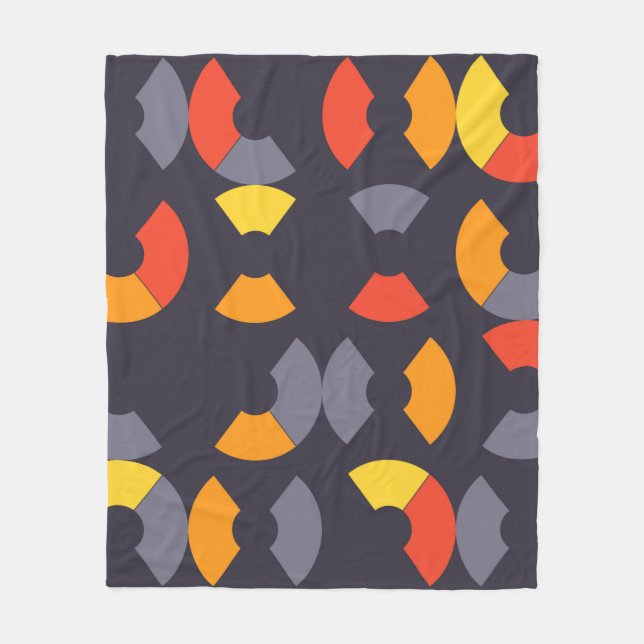 Colourful, cool, trendy, modern, urban circular ar fleece blanket (Front)