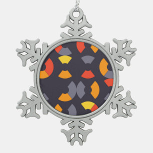 Colourful, cool, trendy, modern, urban circular ar snowflake pewter christmas ornament