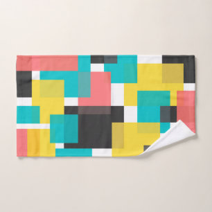 Colourful, cool, trendy, urban geometric shape art hand towel