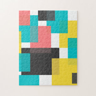Colourful, cool, trendy, urban geometric shape art jigsaw puzzle