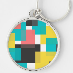 Colourful, cool, trendy, urban geometric shape art keychain