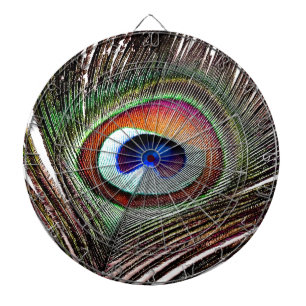 Colourful Copper Peacock Feather Dartboard