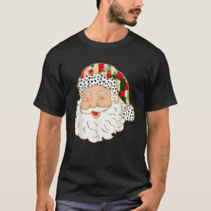 Colourful Coquette Bow Santa Claus Face Christmas  T-Shirt