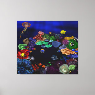 Colourful Coral & Fish Reef Art Canvas Print