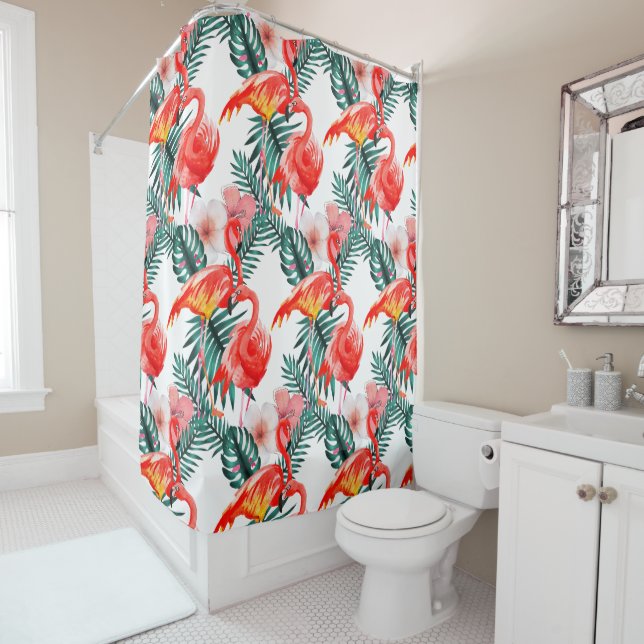 Colourful Coral Pink Flamingo Tropical Pattern (In Situ)