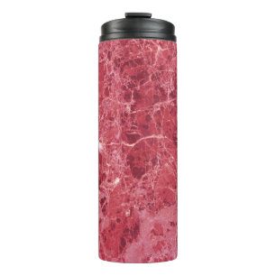 Colourful coral red marble thermal tumbler
