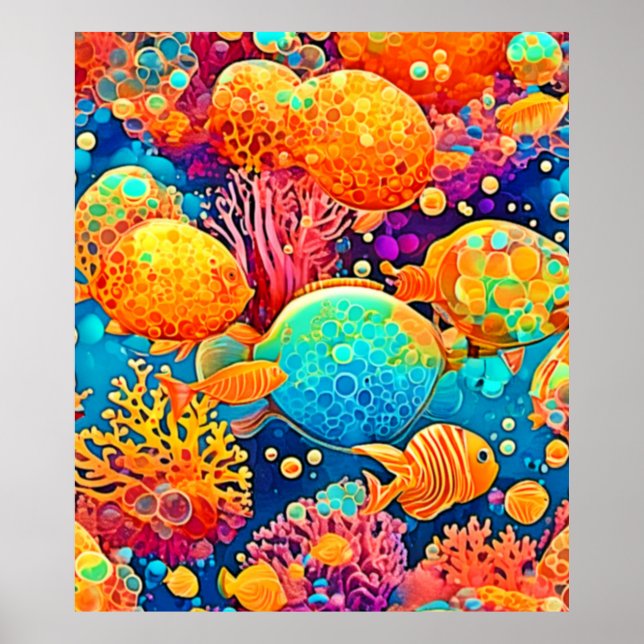 Colourful Coral Reef Artwork Poster (Front)