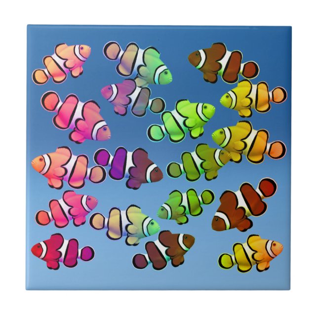 Colourful Coral Reef Clownfish Tile (Front)