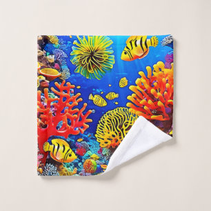 Colourful Coral Reef Design  Bath Towel Set
