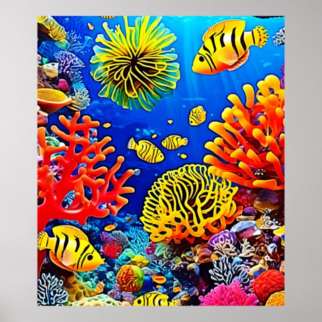 Colourful Coral Reef Design  Poster (Front)