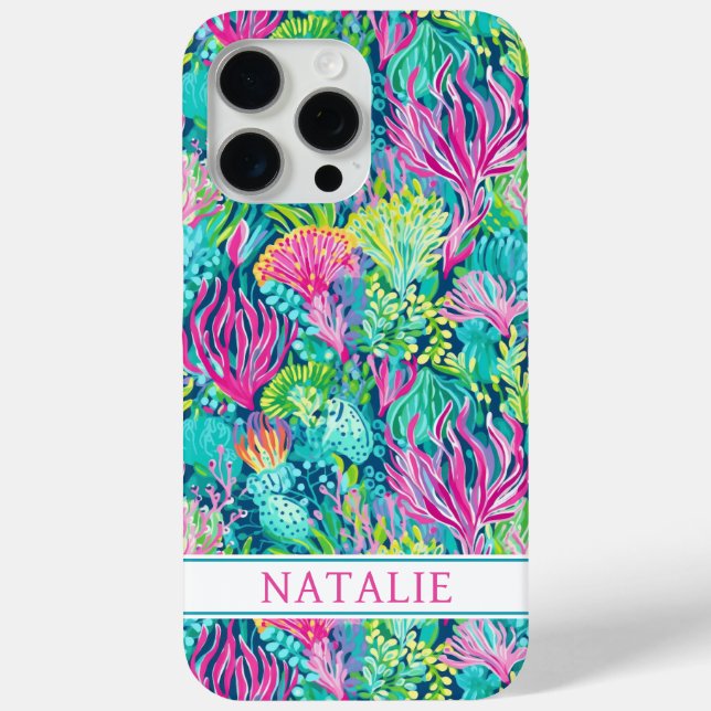 Colourful Coral Reef Monogrammed Case-Mate iPhone Case (Back)