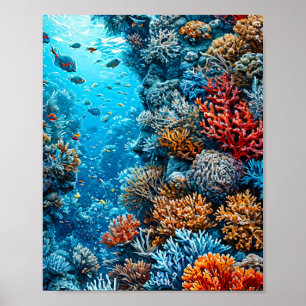 🌊 Colourful Coral Reef Underwater Ocean Nature  Poster