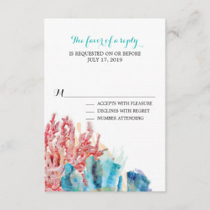 Colourful Coral Reef Watercolor   Wedding RSVP