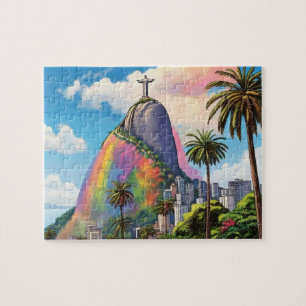 Colourful Corcovado Rio de Janeiro Brazil Jigsaw Puzzle