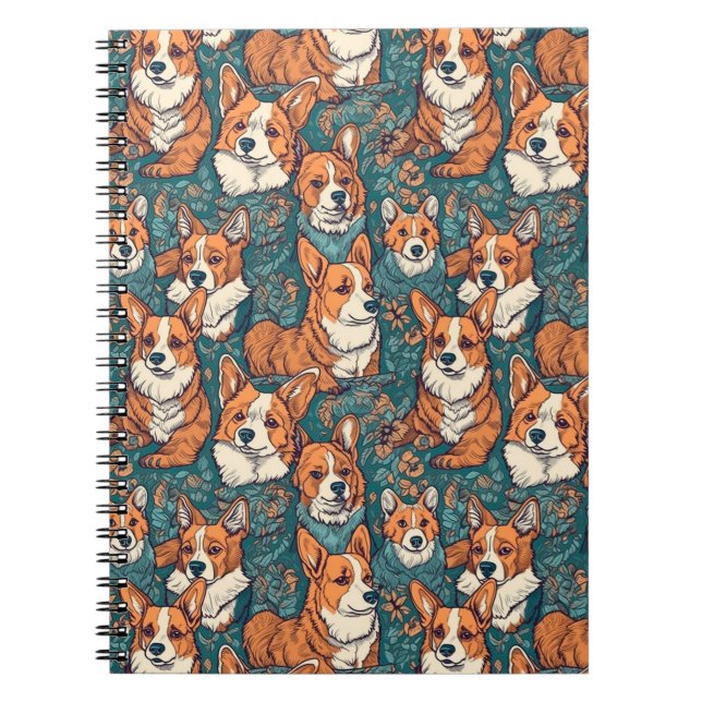 Colourful Corgi Dog Pattern - Perfect for Dog Love Notebook (Front)