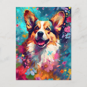 Colourful Corgi Postcard