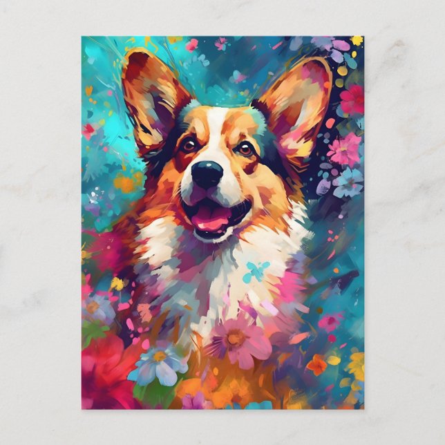 Colourful Corgi Postcard (Front)