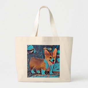 Colourful Corgi Puppy Large Tote Bag