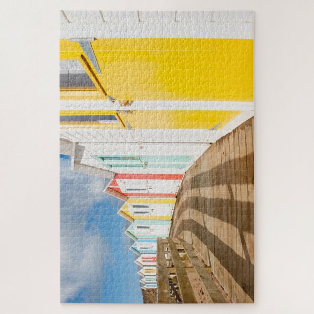 Colourful Cornish Beach Huts Jigsaw Puzzle (Vertical)