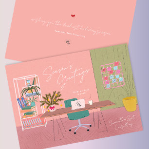 Colourful Corporate Hand Drawn Your Business Logo Holiday Card