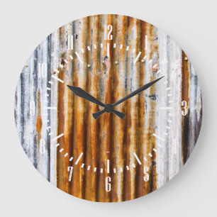 Colourful Corrugated Iron Fence Large Clock