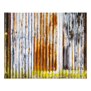 Colourful Corrugated Iron Fence Photo Print