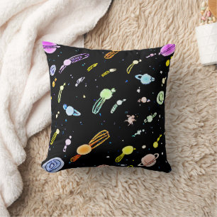 Colourful Cosmic Celestial Splendour Pattern Throw Pillow