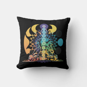 Colourful Cosmic Chakra Meditation Spiritual Energ Throw Pillow