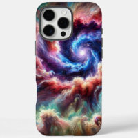 Colourful Cosmic Galaxy Swirl with Radiant Nebula