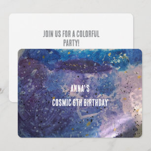 ​Colourful Cosmic Galaxy Watercolor Birthday  Invitation
