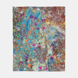 Colourful Cosmic Marble Art Fleece Blanket