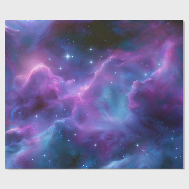 Colourful Cosmic Nebula Wrapping Paper (Flat)