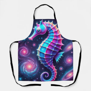 Colourful Cosmic Seahorse Apron