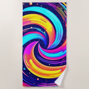 Colourful Cosmic Swirl Beach Towel